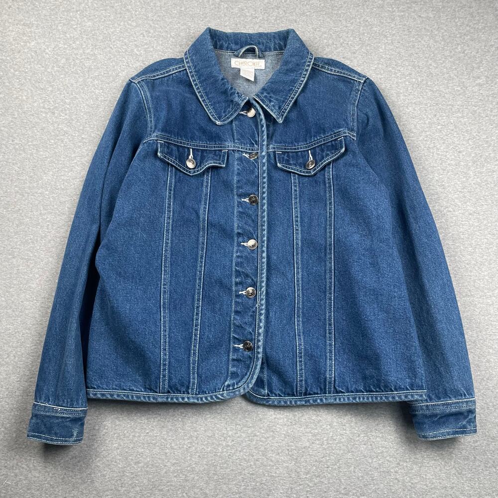90s VTG Cherokee Denim Jacket Womens S Blue Jean Button Up Western Retro Preppy